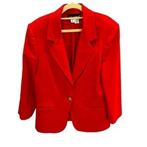 Sag Harbor 100% Wool Jacket Red Size 12 Sustainable New Wool Winter Blazer